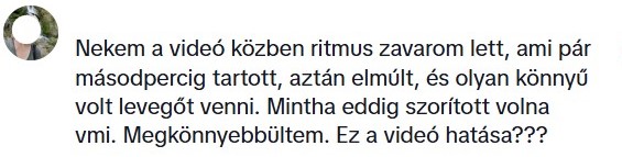 Visszajelzés egy TikTok-videó alatt, ahol sokan bizsergést és gyógyító energiát éreztek Edina energiaátadásán keresztül.