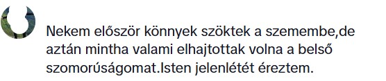 Visszajelzés egy TikTok-videó alatt, ahol sokan bizsergést és gyógyító energiát éreztek Edina energiaátadásán keresztül.