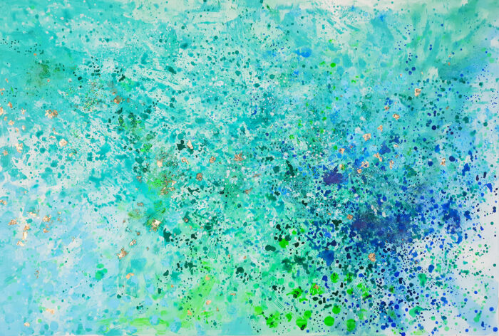Balogh Edina - Atlantisz 100x150 cm Akril, vászon, aranyfüst, csillámpor